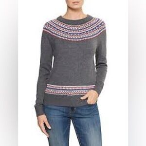 Gap Fair Isle Sweater Women’s XS Gray Nordic Winter Pullover Cozy Cottagecore